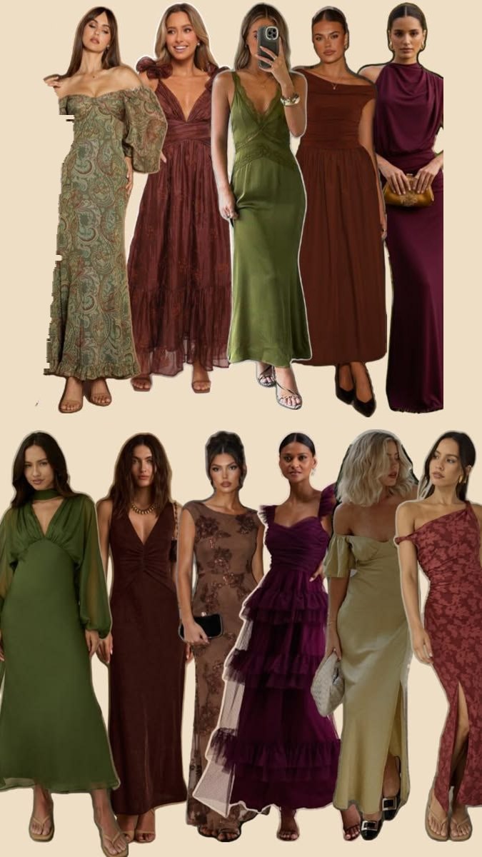 Outfitvoorbeelden voor de dames in bordeaux, olijfgroen en bruin